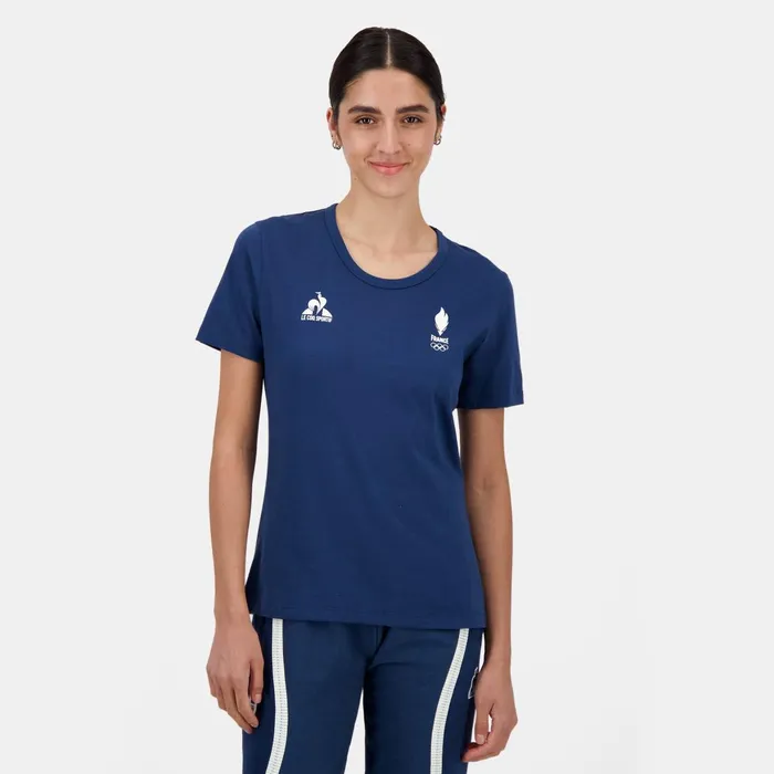 Women Le Coq Sportif Tshirts Polos Shirts And Tops France039s Olympic Team TShirt Insignia Blue