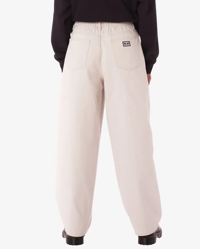 Women LEAH BAGGY 5 POCKET PANT Silver Grey Faded Wash BOTTOMS OBEY Clothing