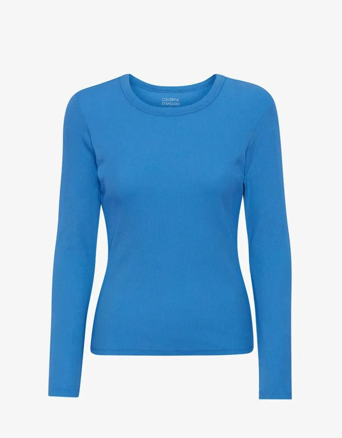 Women Long Sleeve Tops Colorful Standard Women Organic Rib LS TShirt Pacific Blue Women Long Sleeve Tops Colorful Standard Women Organic Rib LS TShirt Pacific Blue