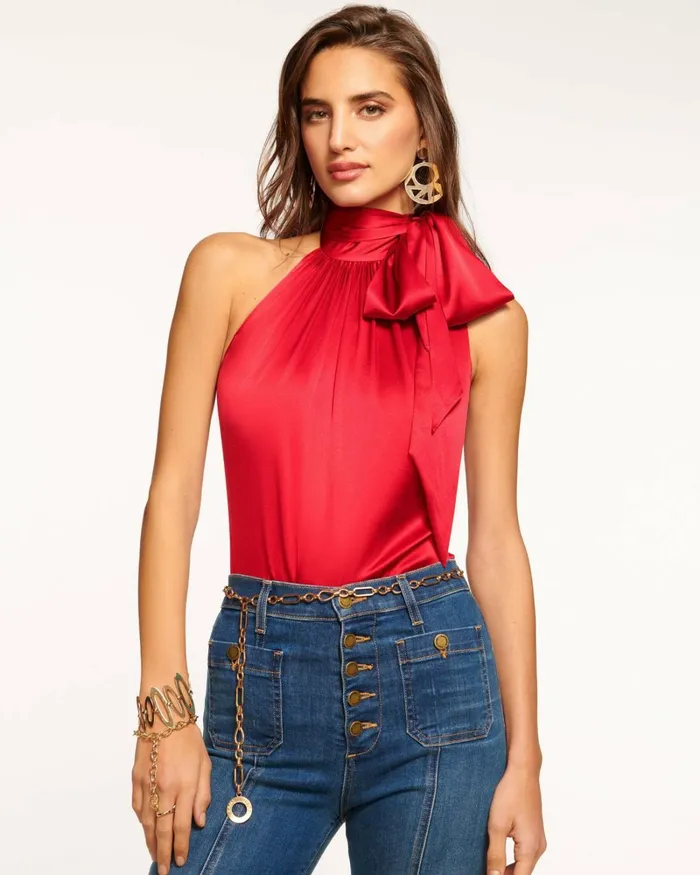 Women Lori High Neck Tank Top Navy Ramy Brook Tops