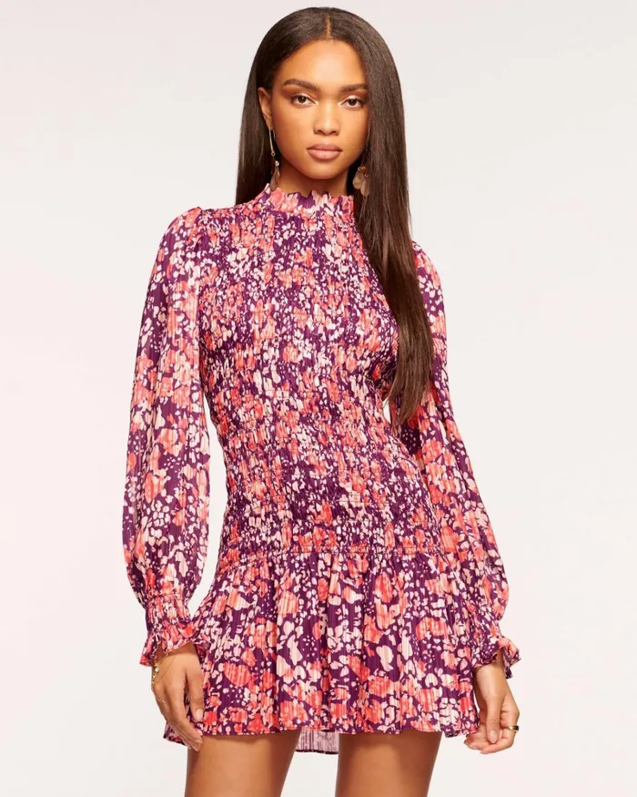 Women Lucia Smocked Mini Dress Spruce Dot Ramy Brook Dresses