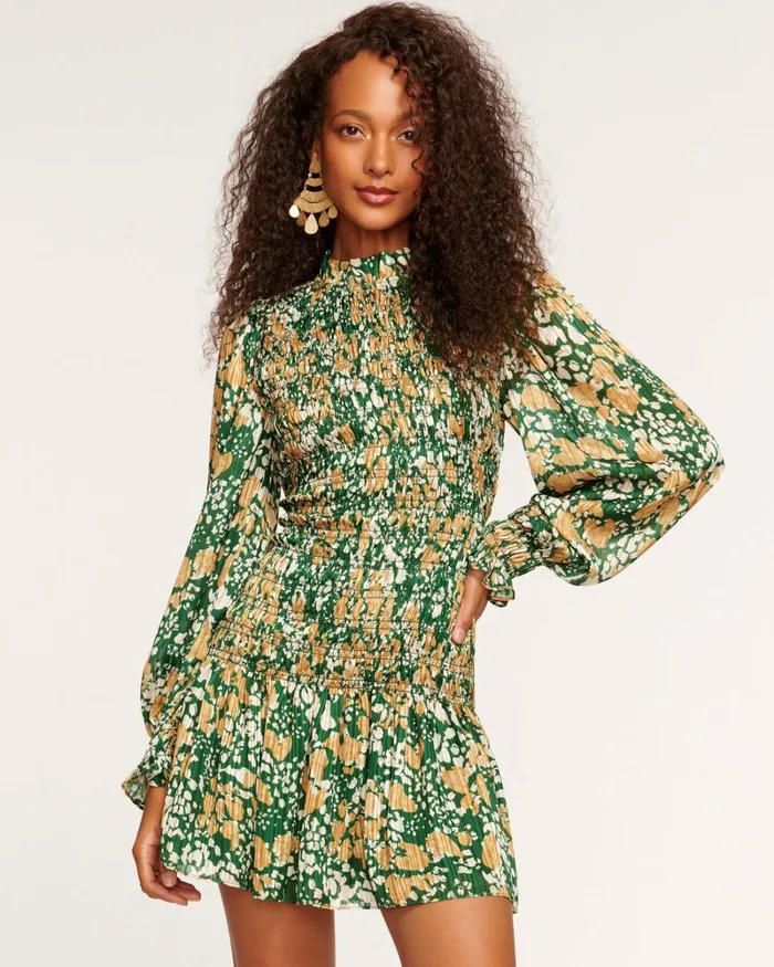 Women Lucia Smocked Mini Dress Spruce Dot Ramy Brook Dresses Women Lucia Smocked Mini Dress Spruce Dot Ramy Brook Dresses
