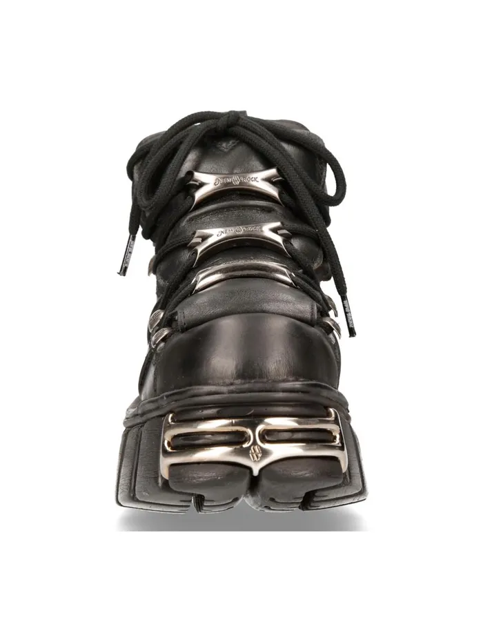 WomenMen Ankle Boot Black Tower With Laces M106S1 New Rock Booties WomenMen Ankle Boot Black Tower With Laces M106S1 New Rock Booties