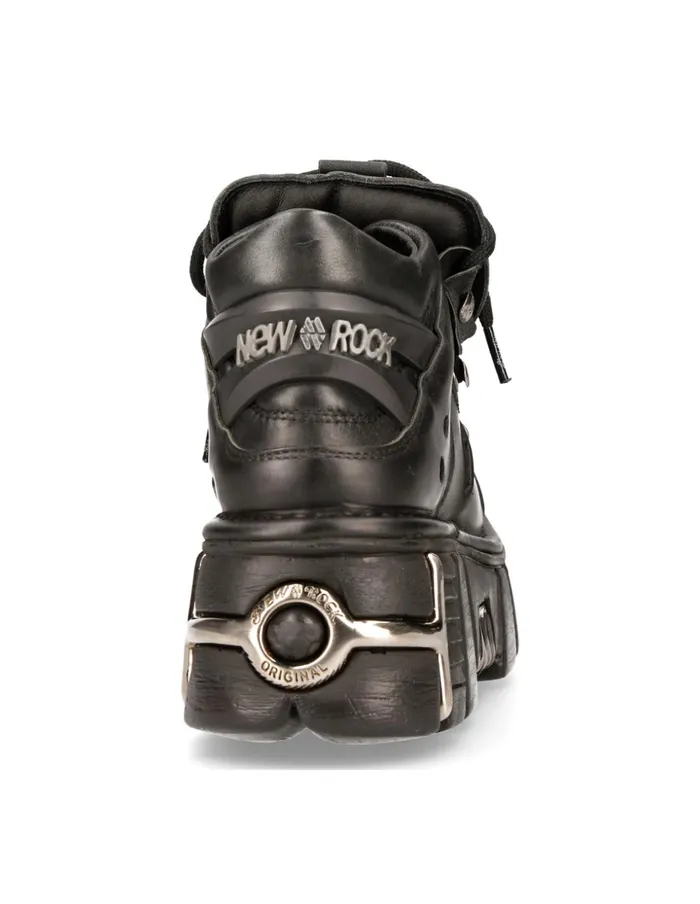 WomenMen Ankle Boot Black Tower With Laces M106S1 New Rock Booties WomenMen Ankle Boot Black Tower With Laces M106S1 New Rock Booties