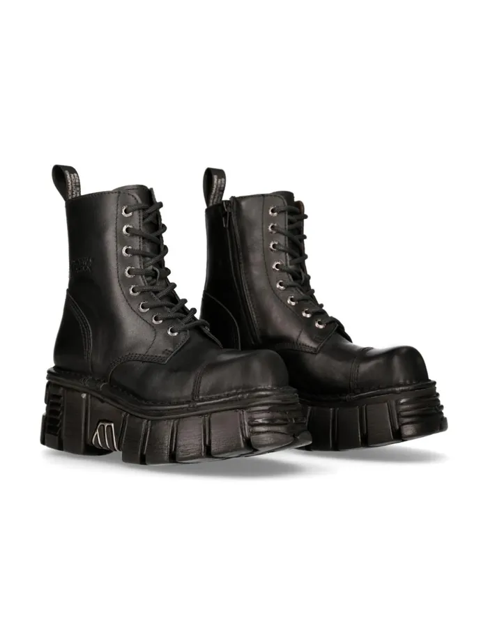 WomenMen Ankle Boot Black Tower With Laces MNewmili083S39 New Rock Boots