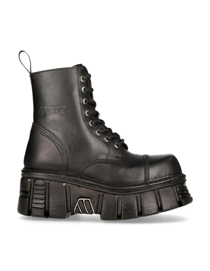 WomenMen Ankle Boot Black Tower With Laces MNewmili083S39 New Rock Boots WomenMen Ankle Boot Black Tower With Laces MNewmili083S39 New Rock Boots