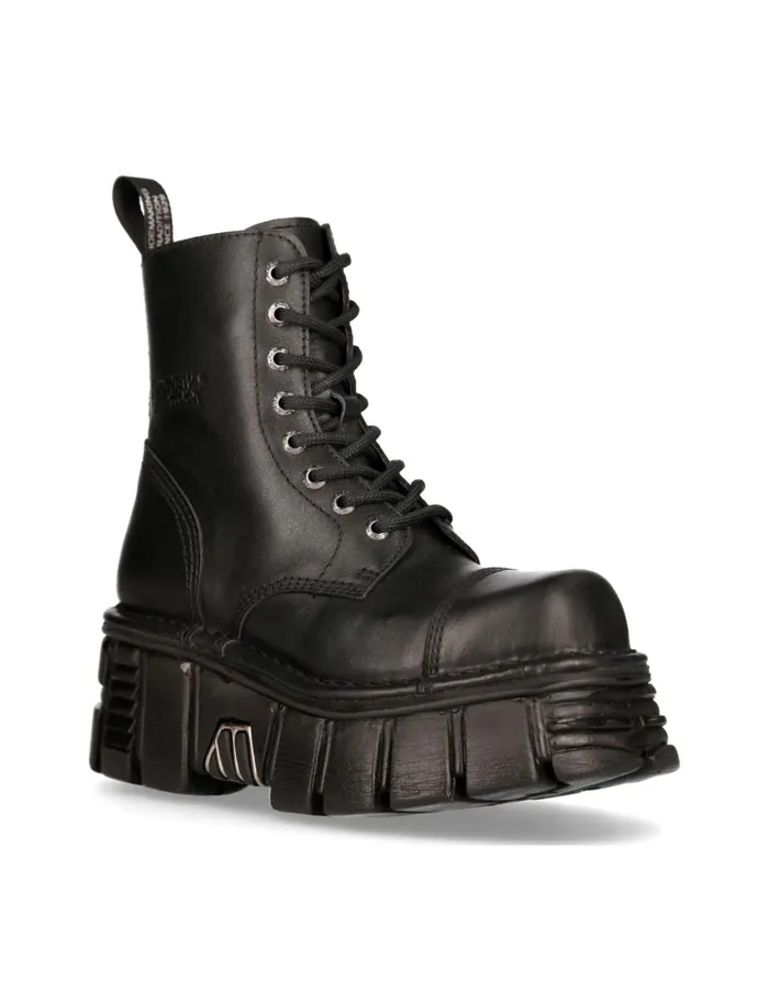 WomenMen Ankle Boot Black Tower With Laces MNewmili083S39 New Rock Boots WomenMen Ankle Boot Black Tower With Laces MNewmili083S39 New Rock Boots