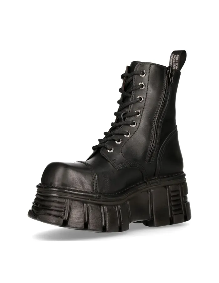 WomenMen Ankle Boot Black Tower With Laces MNewmili083S39 New Rock Boots WomenMen Ankle Boot Black Tower With Laces MNewmili083S39 New Rock Boots