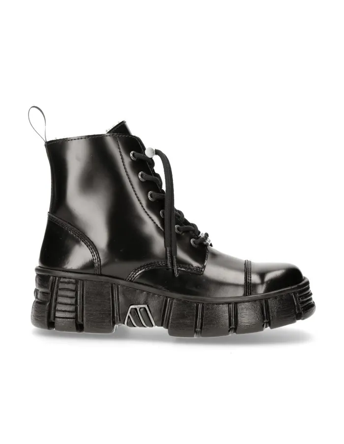 WomenMen Ankle Boot Black Tower With Laces MWall005nC6 New Rock Boots WomenMen Ankle Boot Black Tower With Laces MWall005nC6 New Rock Boots