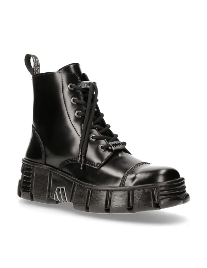 WomenMen Ankle Boot Black Tower With Laces MWall005nC6 New Rock Boots WomenMen Ankle Boot Black Tower With Laces MWall005nC6 New Rock Boots