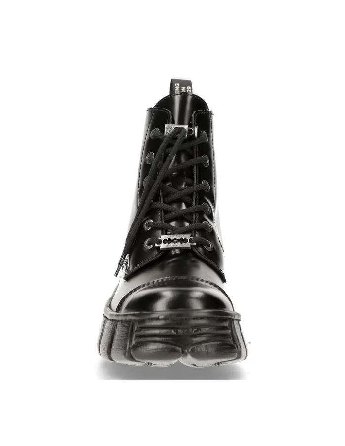 WomenMen Ankle Boot Black Tower With Laces MWall005nC6 New Rock Boots WomenMen Ankle Boot Black Tower With Laces MWall005nC6 New Rock Boots