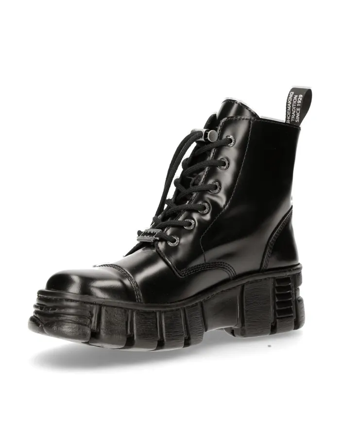 WomenMen Ankle Boot Black Tower With Laces MWall005nC6 New Rock Boots WomenMen Ankle Boot Black Tower With Laces MWall005nC6 New Rock Boots