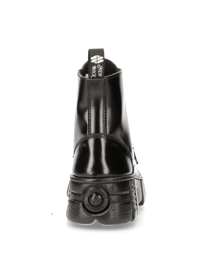 WomenMen Ankle Boot Black Tower With Laces MWall005nC6 New Rock Boots WomenMen Ankle Boot Black Tower With Laces MWall005nC6 New Rock Boots