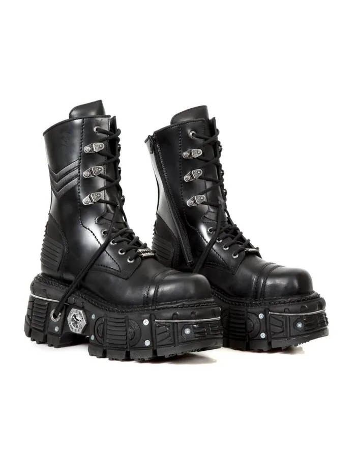 WomenMen Boot Black Imperfect MTank009C1 New Rock Boots