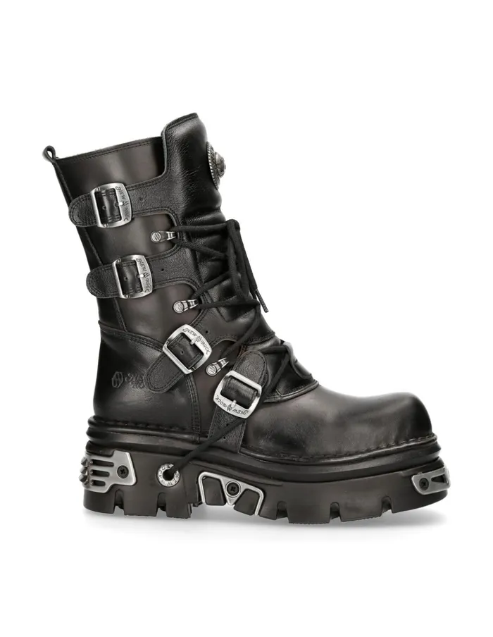 WomenMen Boot Black Reactor With Laces M373S4 New Rock Boots WomenMen Boot Black Reactor With Laces M373S4 New Rock Boots