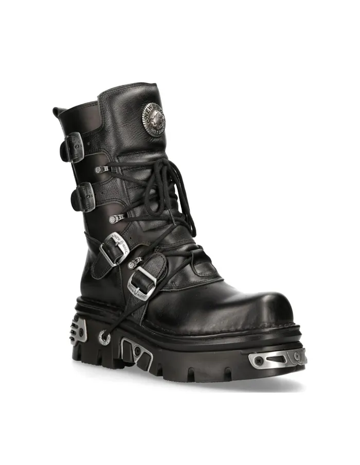 WomenMen Boot Black Reactor With Laces M373S4 New Rock Boots WomenMen Boot Black Reactor With Laces M373S4 New Rock Boots