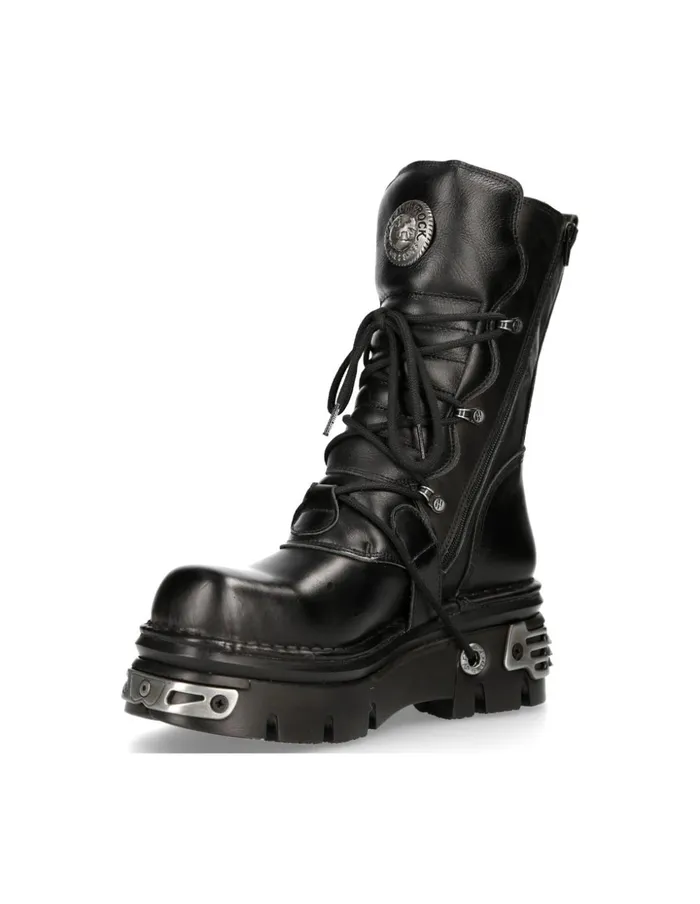 WomenMen Boot Black Reactor With Laces M373S4 New Rock Boots WomenMen Boot Black Reactor With Laces M373S4 New Rock Boots
