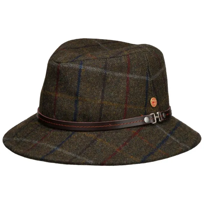 WomenMen Felt Hats Mayser Check Bucket Wool Hat Brown