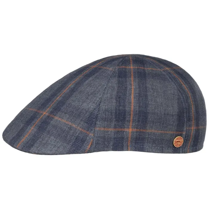 WomenMen Flat Caps Mayser Paddy Kampen Linen Flat Cap Dark Blue