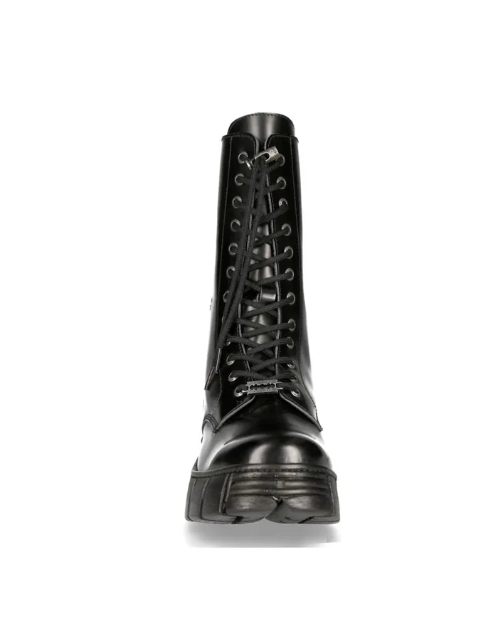 WomenMen High Boot Black Tower With Laces MWall027nC2 New Rock Boots WomenMen High Boot Black Tower With Laces MWall027nC2 New Rock Boots