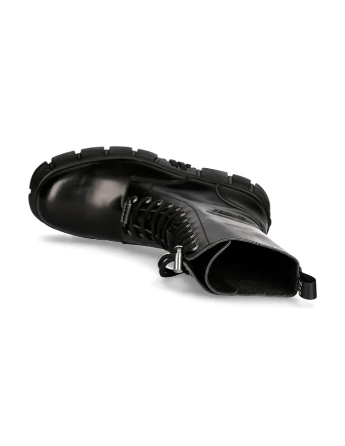 WomenMen High Boot Black Tower With Laces MWall027nC2 New Rock Boots WomenMen High Boot Black Tower With Laces MWall027nC2 New Rock Boots