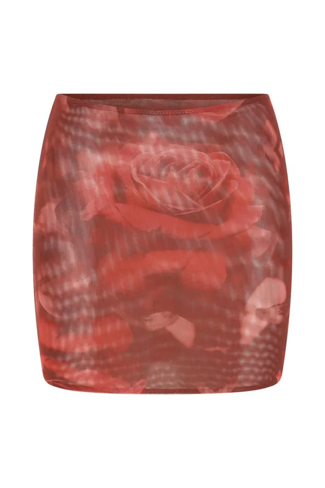 Women Meshki Bottoms Erina Mesh Mini Skirt 8211 Oversized Rose Print