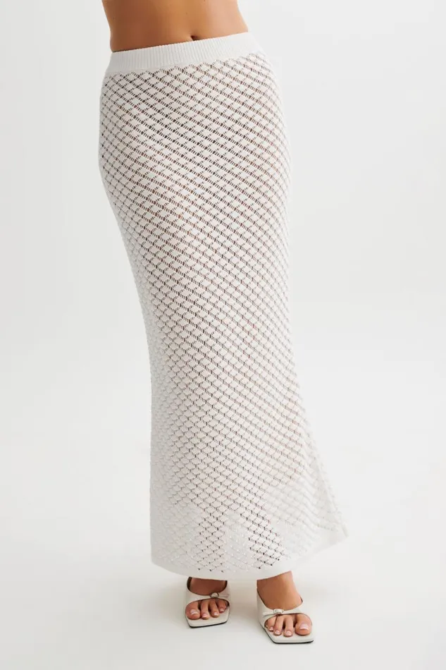 Women Meshki Bottoms Guiliana Knit Maxi Skirt 8211 Ivory