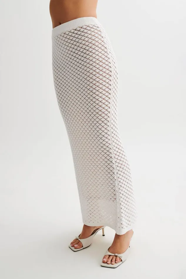 Women Meshki Bottoms Guiliana Knit Maxi Skirt 8211 Ivory