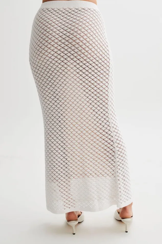 Women Meshki Bottoms Guiliana Knit Maxi Skirt 8211 Ivory