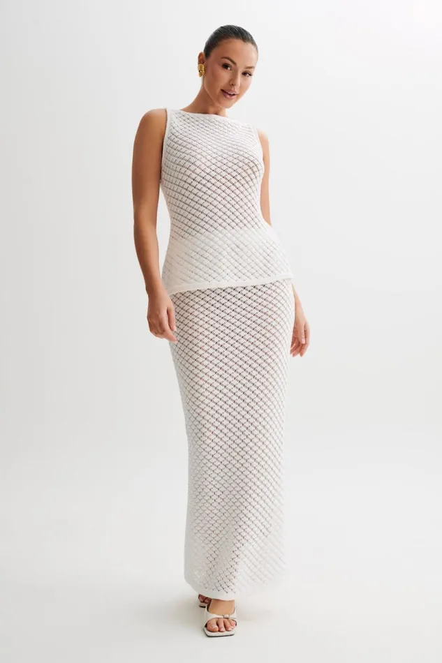 Women Meshki Bottoms Guiliana Knit Maxi Skirt 8211 Ivory