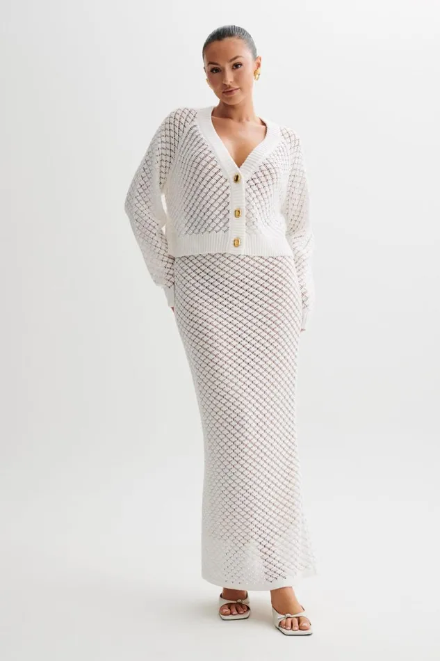 Women Meshki Bottoms Guiliana Knit Maxi Skirt 8211 Ivory