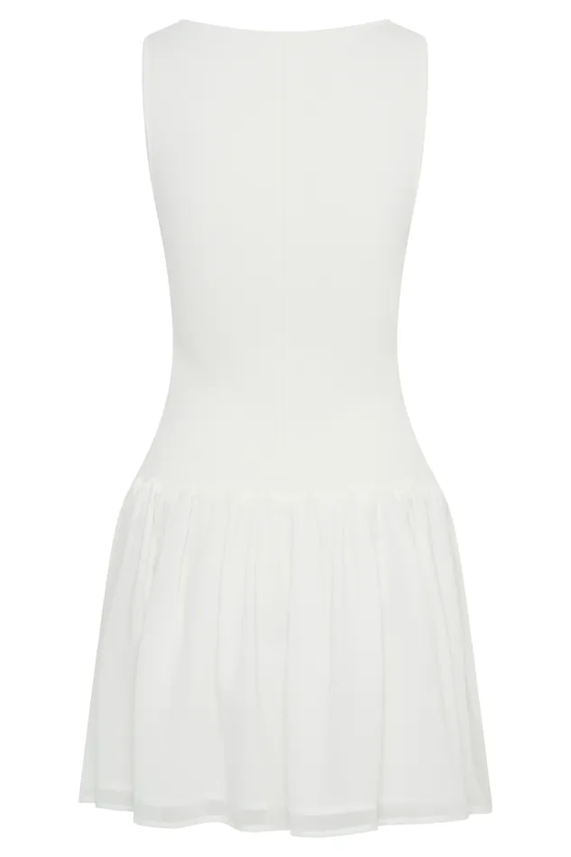 Women Meshki Dresses Ashleigh Knit And Chiffon Mini Dress 8211 Ivory