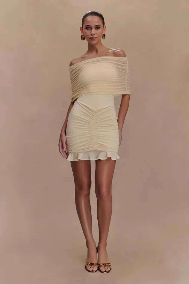 Women Meshki Dresses Caspian Slinky And Mesh Off Shoulder Mini Dress 8211 Ivory Women Meshki Dresses Caspian Slinky And Mesh Off Shoulder Mini Dress 8211 Ivory