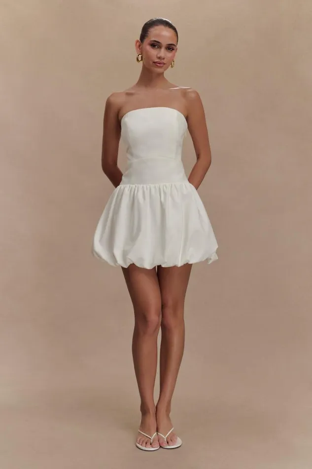 Women Meshki Dresses Clementina Strapless Bubble Mini Dress 8211 White