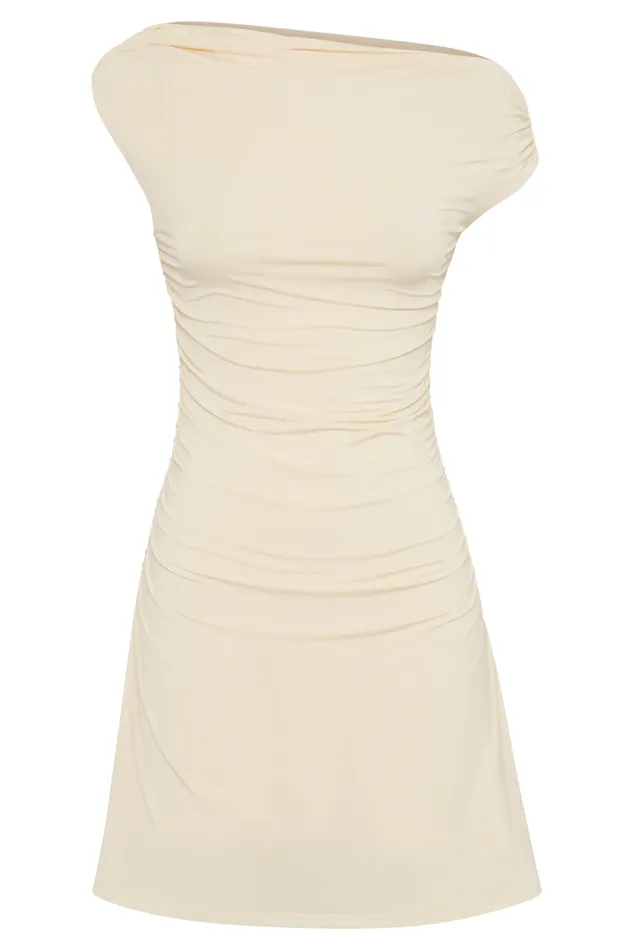 Women Meshki Dresses Dakoda Slinky Off Shoulder Mini Dress 8211 Lemon