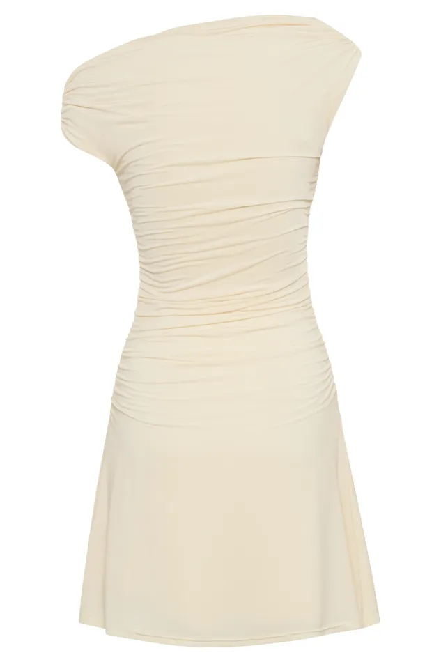 Women Meshki Dresses Dakoda Slinky Off Shoulder Mini Dress 8211 Lemon