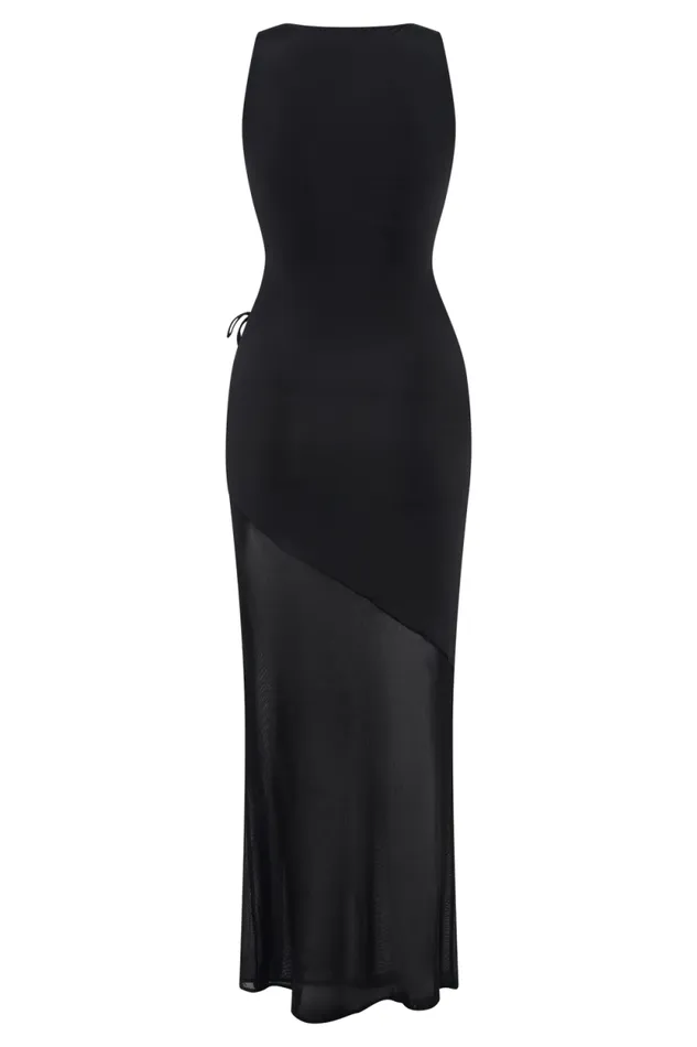 Women Meshki Dresses Dove Slinky And Mesh Maxi Dress 8211 Black