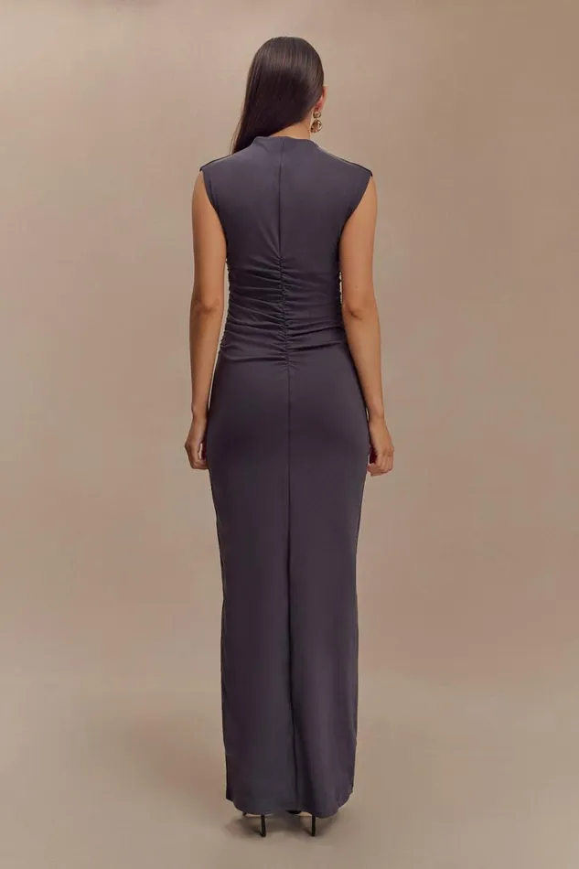 Women Meshki Dresses Elliot High Neck Sleeveless Maxi Dress 8211 Dark Charcoal