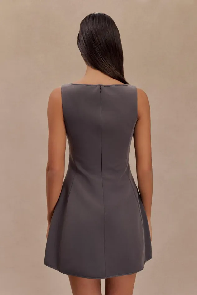 Women Meshki Dresses Evanna Sleeveless Suiting Mini Dress 8211 Charcoal Grey