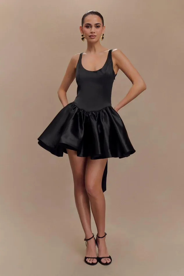 Women Meshki Dresses Felicia Satin Mini Dress With Bow 8211 Black