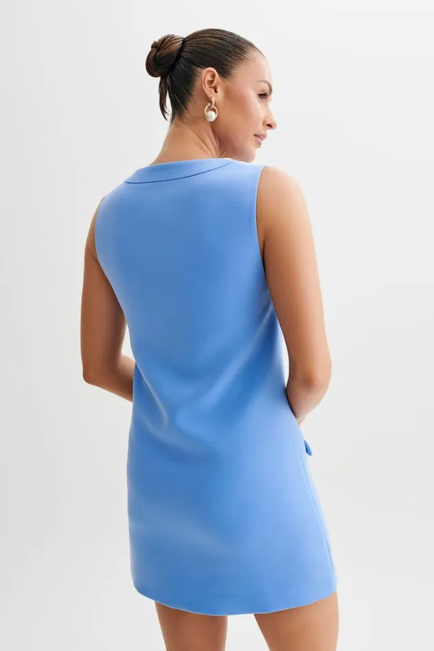 Women Meshki Dresses Florentina Sleeveless Suiting Mini Dress 8211 Iris Blue