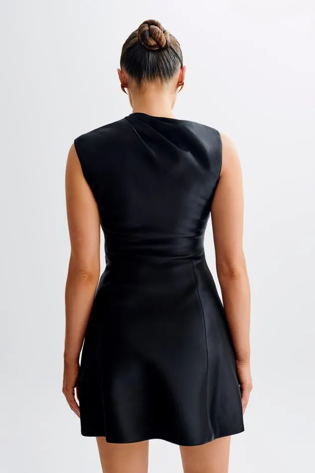 Women Meshki Dresses Granger Satin Structured Mini Dress 8211 Black