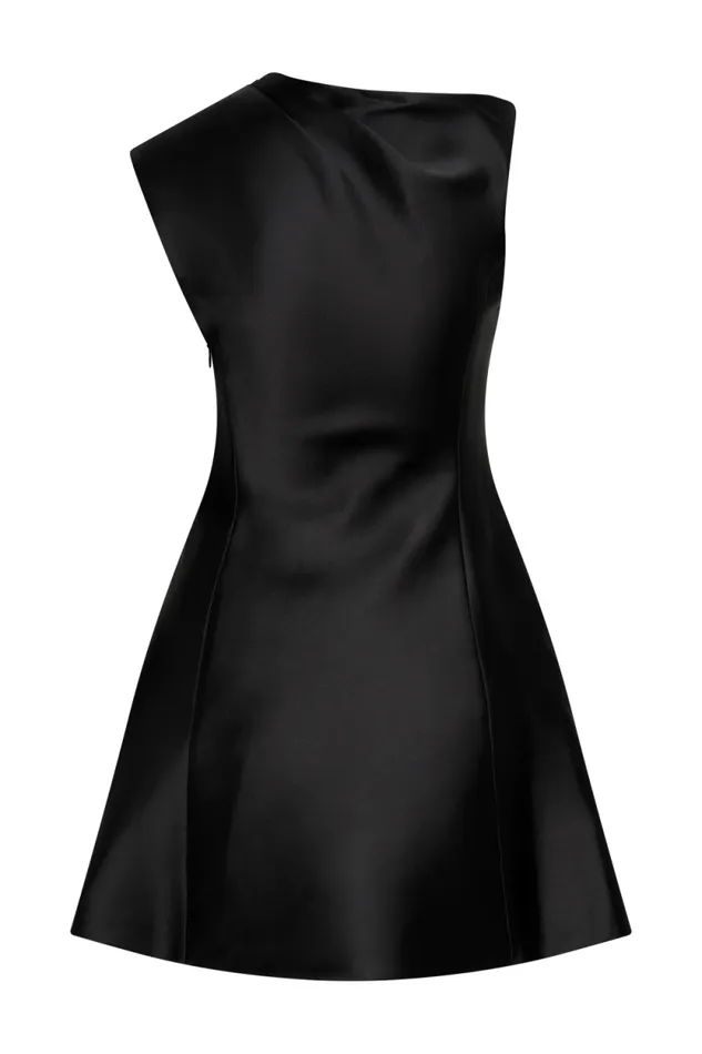 Women Meshki Dresses Granger Satin Structured Mini Dress 8211 Black