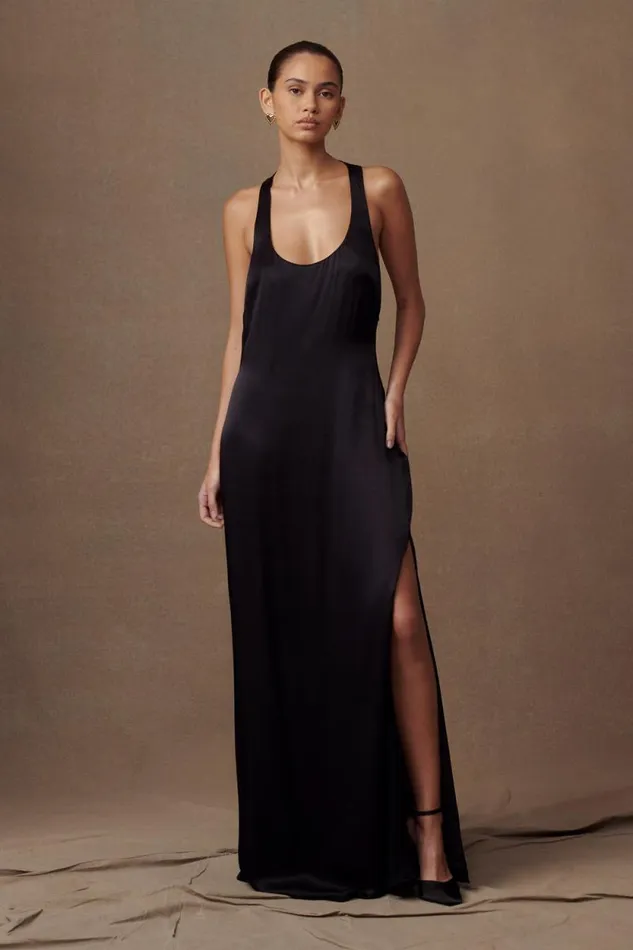Women Meshki Dresses Jacquelyn Racerback Maxi Dress 8211 Black