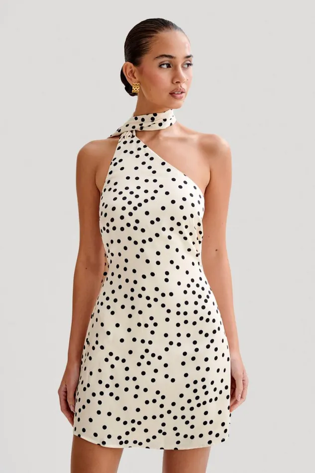 Women Meshki Dresses Joan Satin Asymmetrical Mini Dress 8211 Polkadot