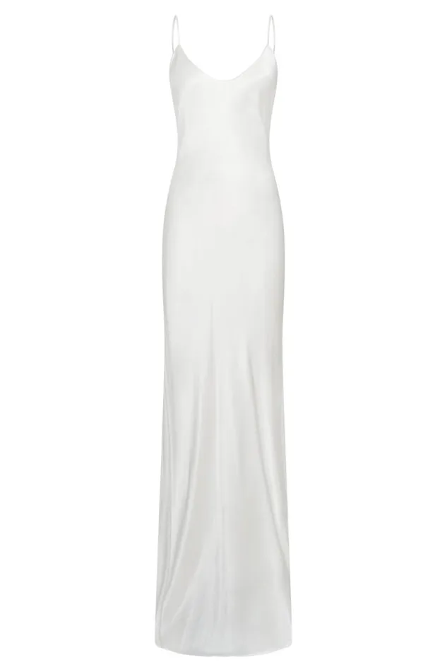 Women Meshki Dresses Kailey Low Back Maxi Dress With Detachable Bow Train 8211 White Women Meshki Dresses Kailey Low Back Maxi Dress With Detachable Bow Train 8211 White