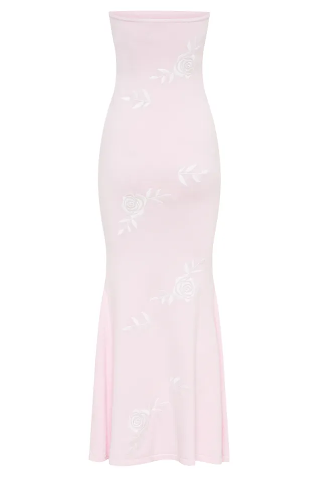 Women Meshki Dresses Lorelai Strapless Rose Knit Maxi Dress 8211 Fairy Floss Pink