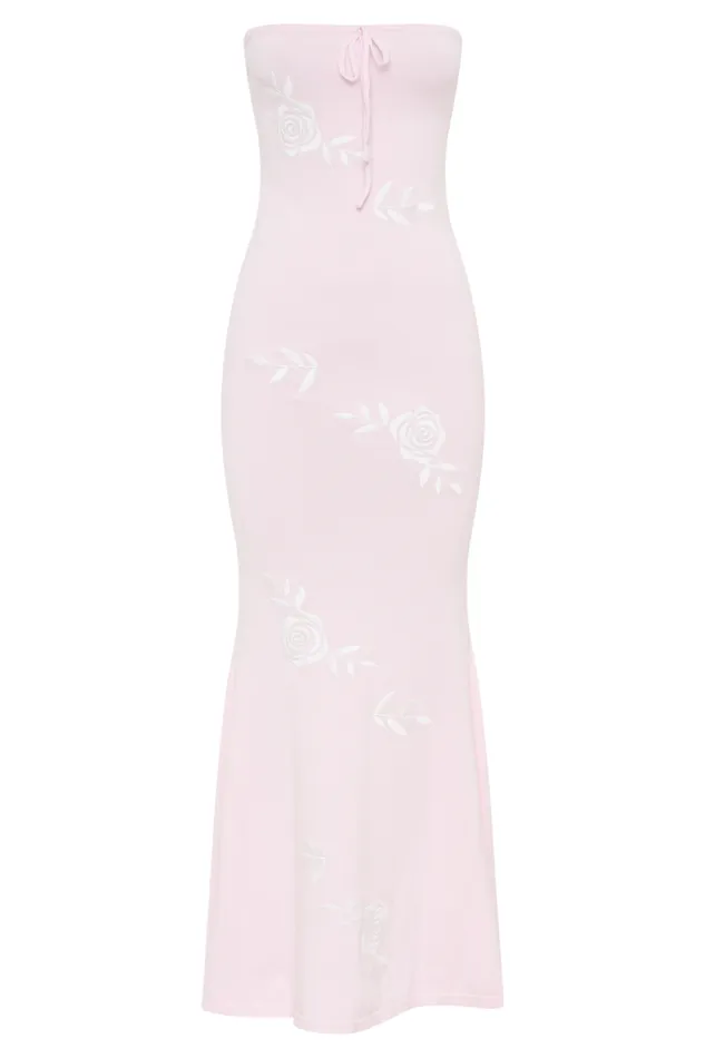 Women Meshki Dresses Lorelai Strapless Rose Knit Maxi Dress 8211 Fairy Floss Pink