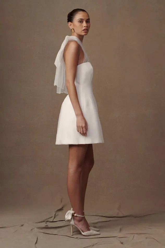 Women Meshki Dresses Maryam Tulle Bow Mini Dress 8211 White
