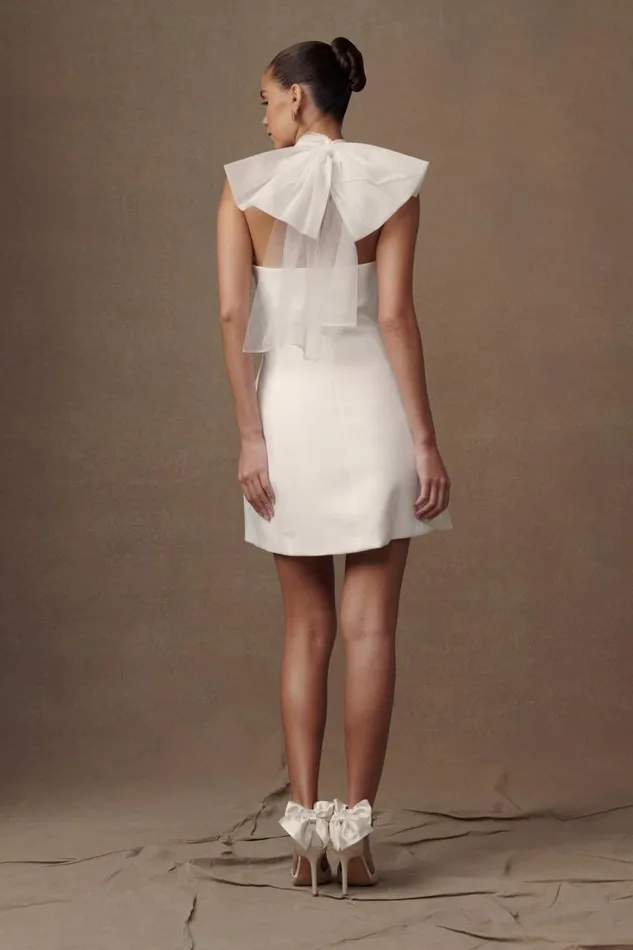 Women Meshki Dresses Maryam Tulle Bow Mini Dress 8211 White
